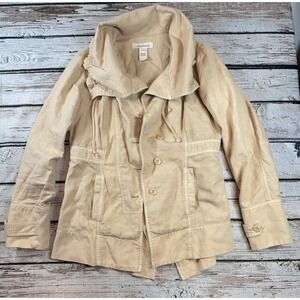 Sundance Womens Every Angle Linen Blend Jacket Size S‎ Beige Button Up Outerwear
